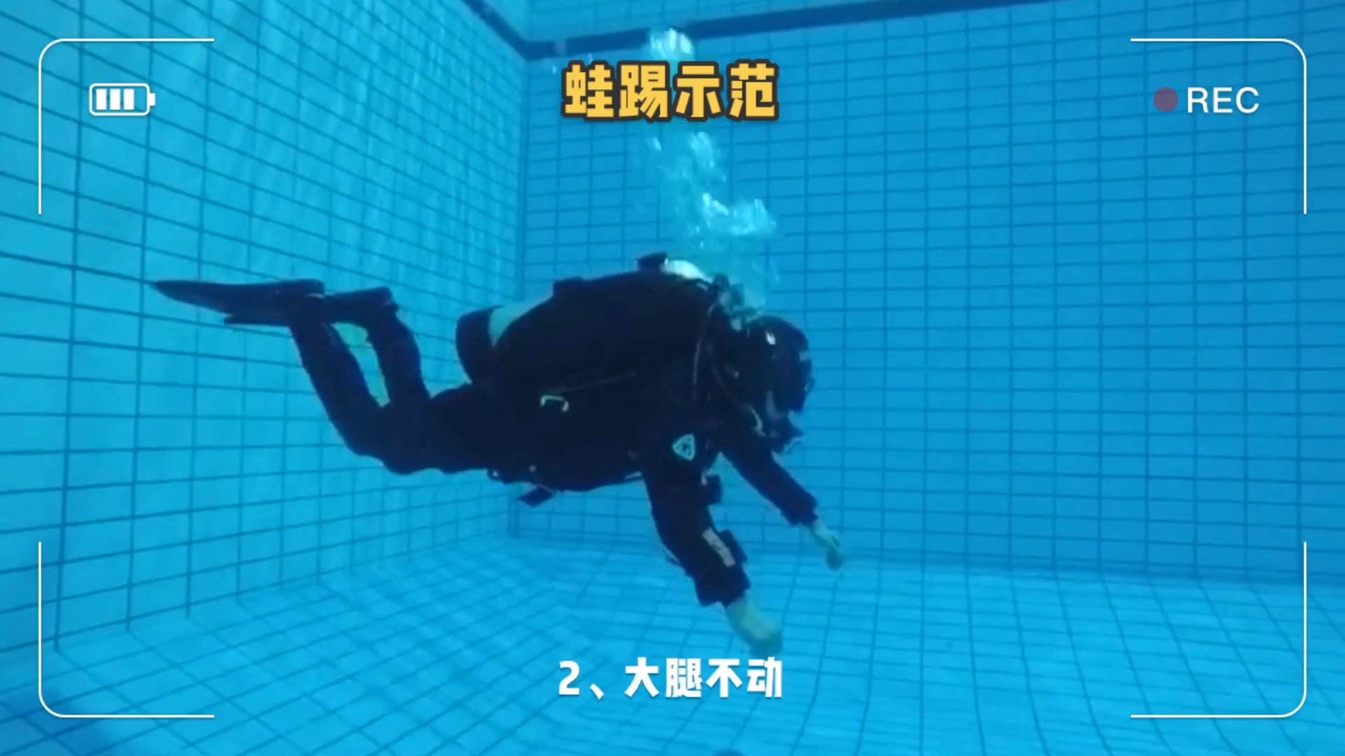 自由潜水装备视频解析：潜水技巧-WUD教练示范小蛙踢