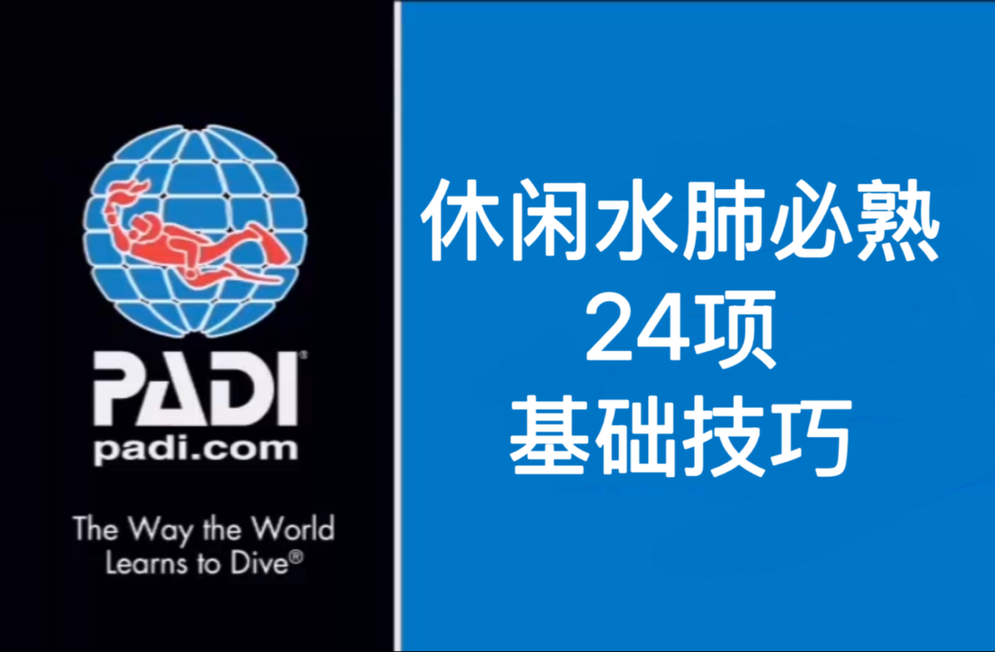自由潜水技巧视频解析：【BJ搬运】PADI休闲水肺潜水员24项基础技巧